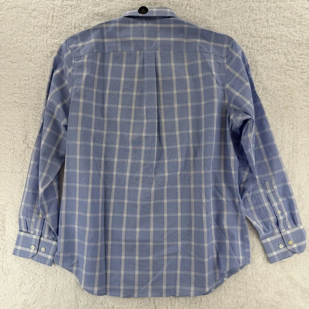 Banana Republic Shirt Mens XL Blue‎ White Plaid Non Iron Classic Fit Button Down